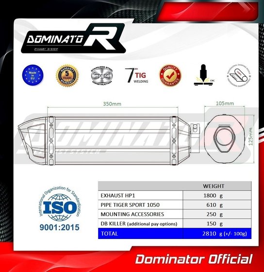 TIGER 1050 (2016 - 2020) exhaust silencer hp1 | Dominator