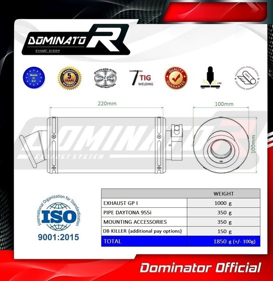 DAYTONA 955 (2002 - 2006) exhaust silencer gp1 | Dominator