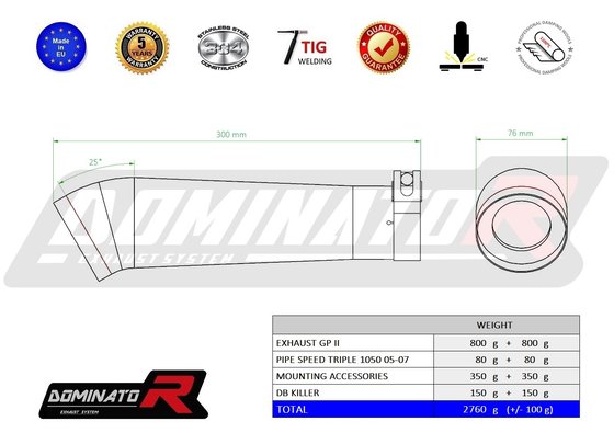 SPEED TRIPLE 1050 (2005 - 2007) exhaust silencer gp2 | Dominator