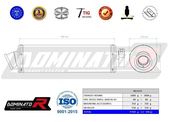 SPEED TRIPLE 1050 (2005 - 2007) exhaust silencer round | Dominator