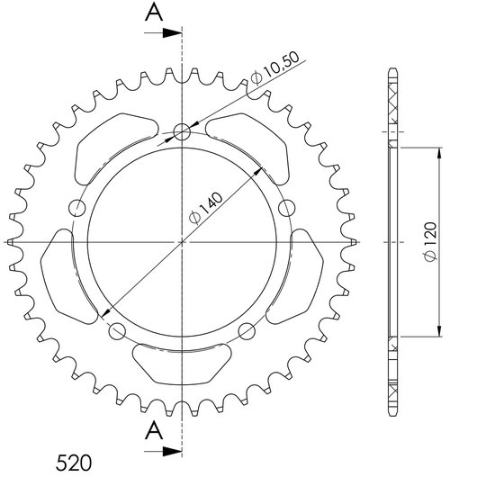 TIGER 1050 (2007 - 2010) supersprox alu rear sprocket su black 44 | Supersprox