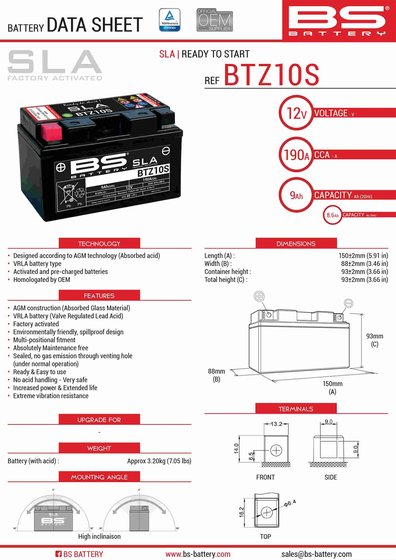 SCRAMBLER 1200 XC (2021 - 2021) btz10s sla battery | BS BATTERY