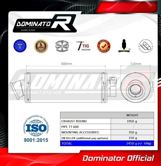 TT 600 (1970 - 2022) exhaust silencer round | Dominator