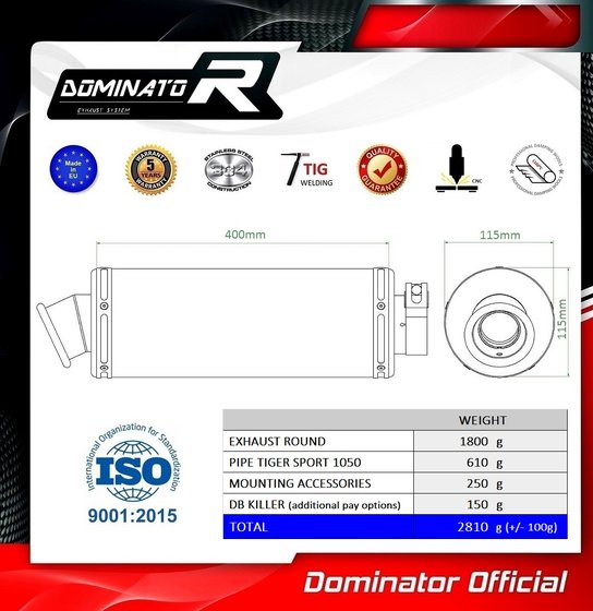 TIGER 1050 (2016 - 2020) exhaust silencer round | Dominator