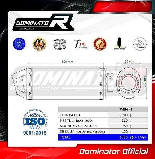 TIGER 1050 (2016 - 2020) exhaust silencer hp3 | Dominator