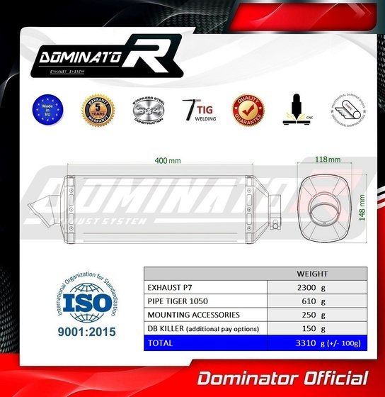 TIGER 1050 (2006 - 2012) exhaust silencer p7 | Dominator